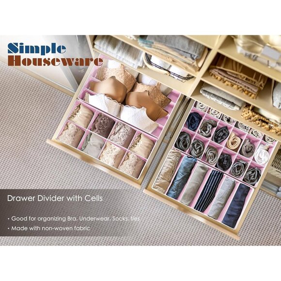 4-Pack Foldable Drawer Organizer Set for Underwear, Socks & Accessories, Pink - Picture 6 of 9